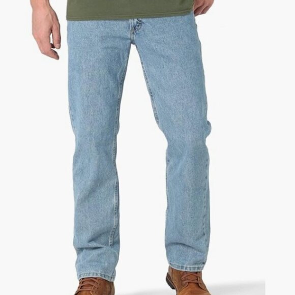 Wrangler 35x30 Men's Five Star Cotton Straight Jeans, Light Stonewash - Picture 1 of 6